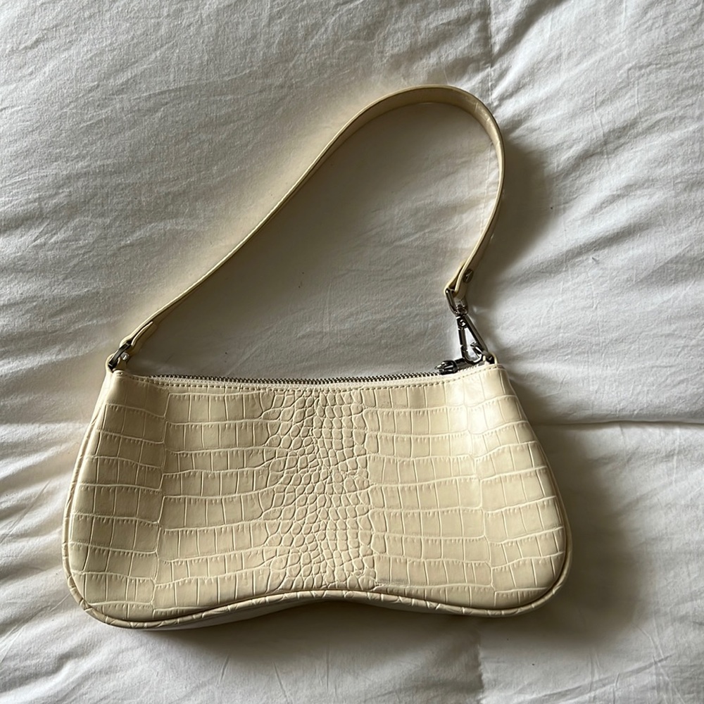 JW Pei Cream Croc Shoulder Bag